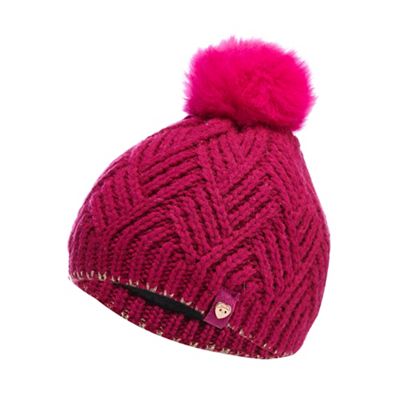 Girl's pink metallic trim bobble hat